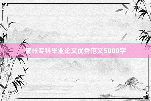 管帐专科毕业论文优秀范文5000字
